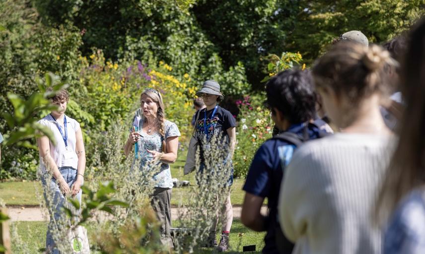 Dr Sarah Edwards leads an ethnobotanical tour in the Garden
